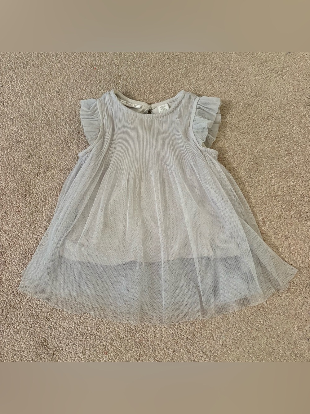 Girls Light Gray Tulle Dress with Flutter Sleeves size 12 months